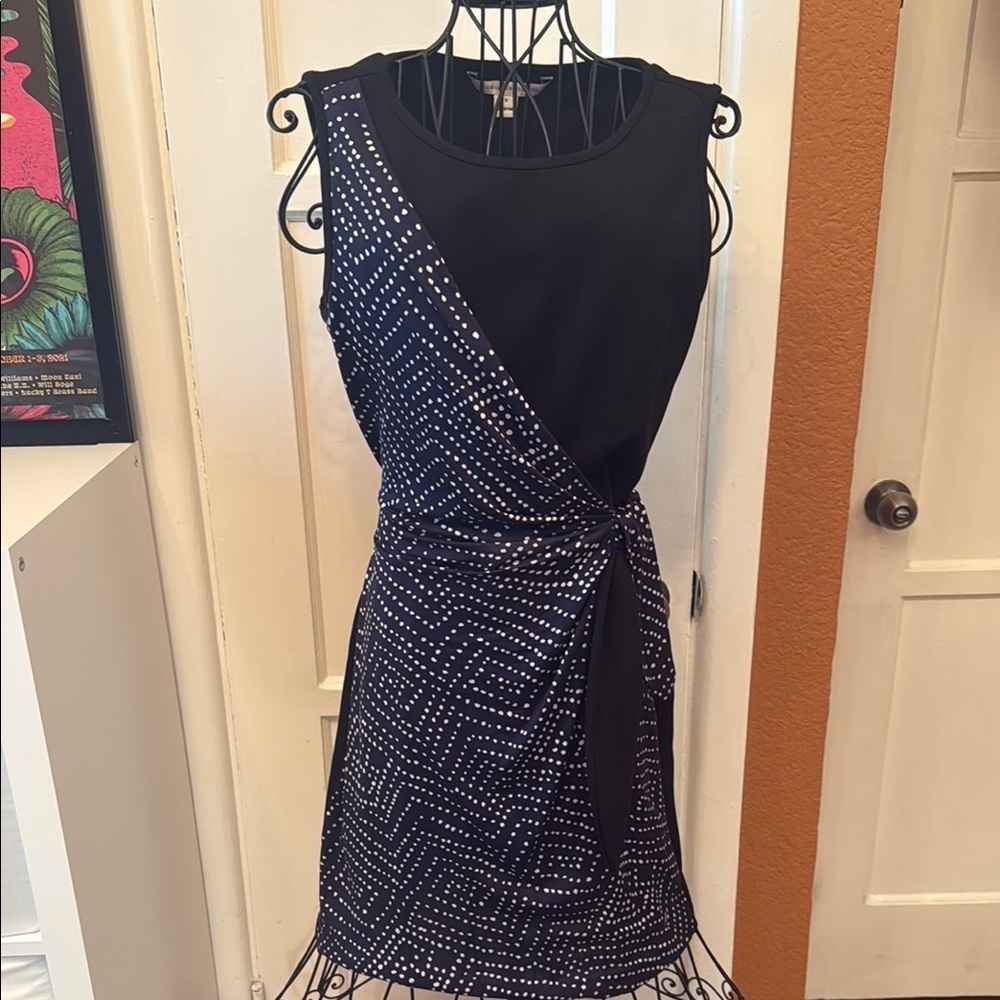 Diane Von Furstenberg Black Silk Tie Detail Dhalia Dress-Sz 8